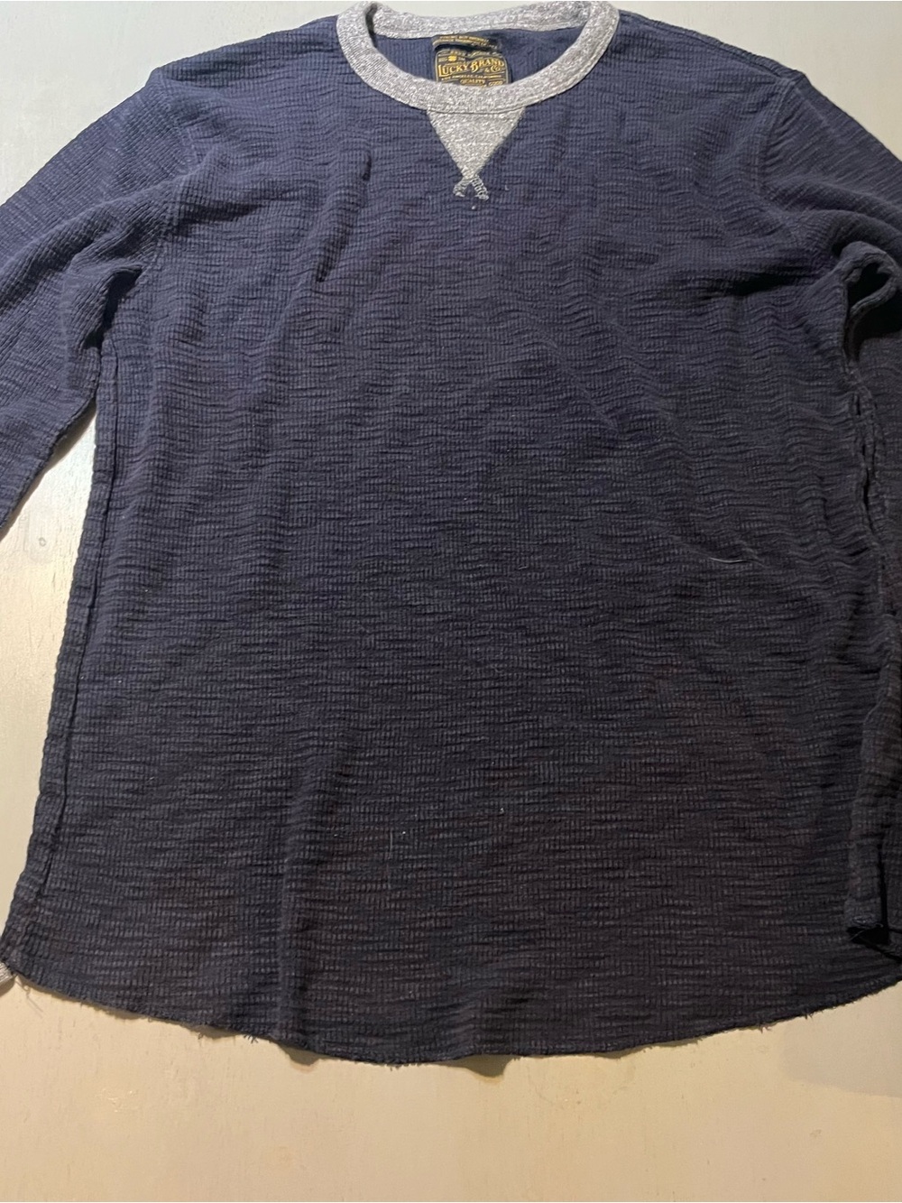 Lucky Brand Men's Cotton Navy Crewneck Thermal Sweater size Medium